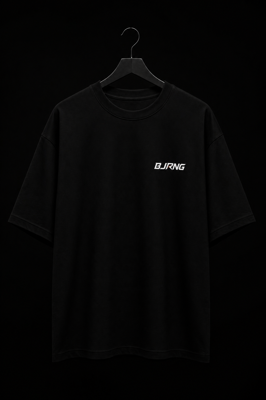 BJRNG Black Oversized Half Sleeve Tee
