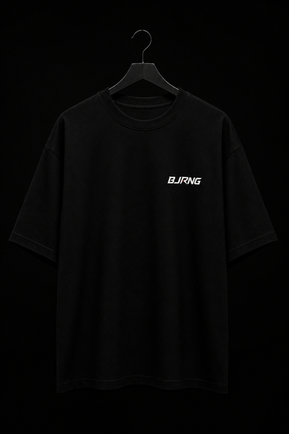 BJRNG Black Oversized Half Sleeve Tee
