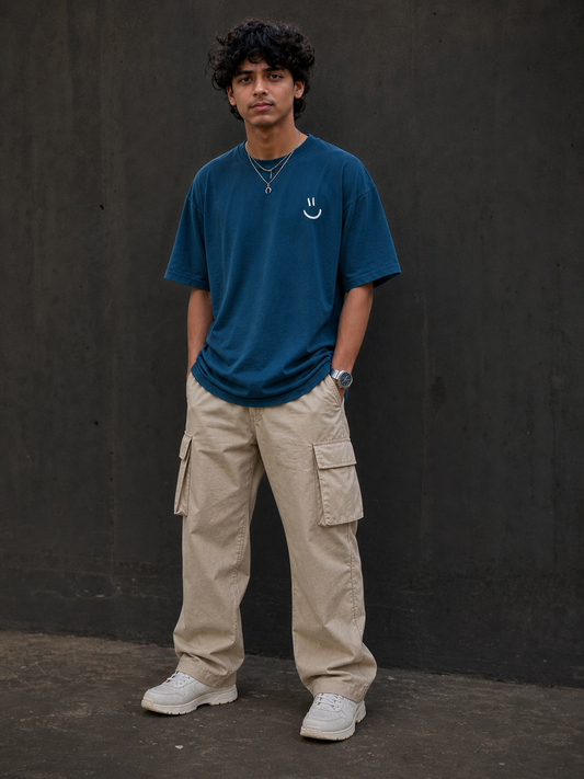 BJRNG Smiley Face Oversized Half Sleeve Tee