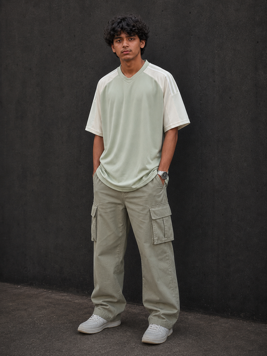 BJRNG Green Oversized Half Sleeve Tee