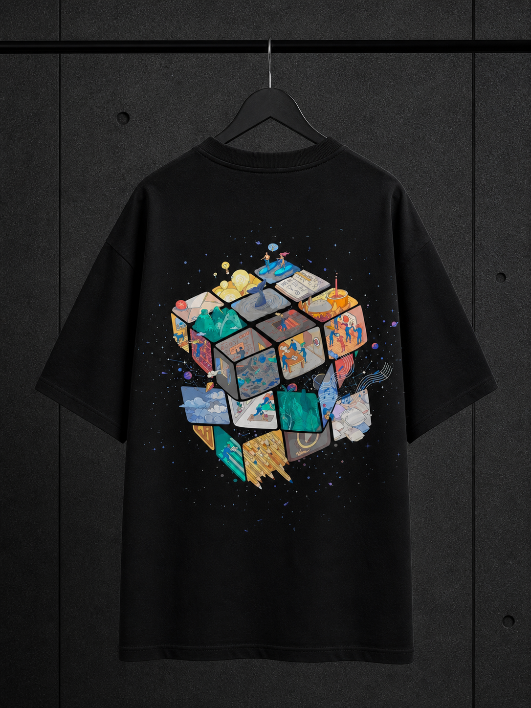 BJRNG Rubics Cube Oversized Half Sleeve Tee